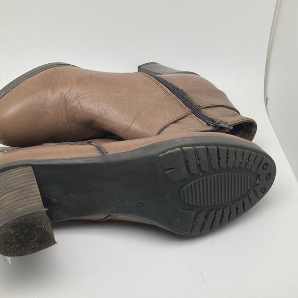 Eric Michael Women's Mocha Brown Zip Up Leather Ankle Boot Bootie Size 39 - Picture 6 of 14